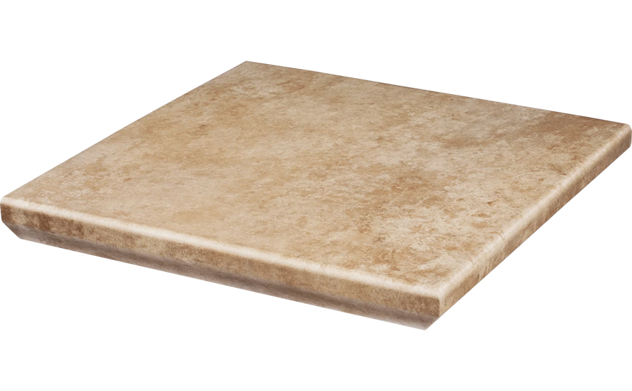 Клинкерная угловая ступень с капиносом Paradyz Ilario Beige, 330*330*11 мм