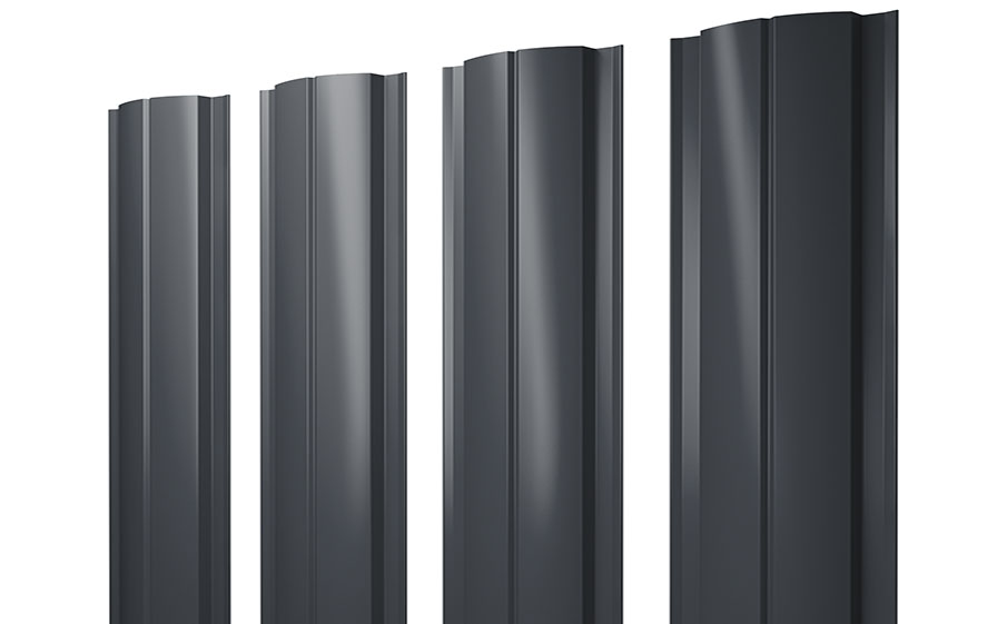 Штакетник Полукруглый Slim 0,5 Velur X RAL 7024 мокрый асфальт