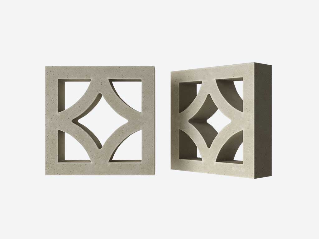 Декоративный бриз-блок Mesterra Кобого / Cobogo 0301, под покраску, 250*250*70 мм