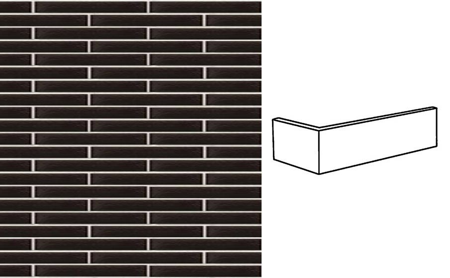 Клинкерная плитка угловая King Klinker FREE ART 17 Onyx black, 240*52*115*14 мм