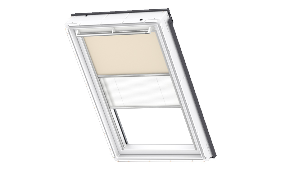 Затемняющая штора VELUX Дуо DFD 1085S, для окна 1140*1400 мм, бежевый/белый