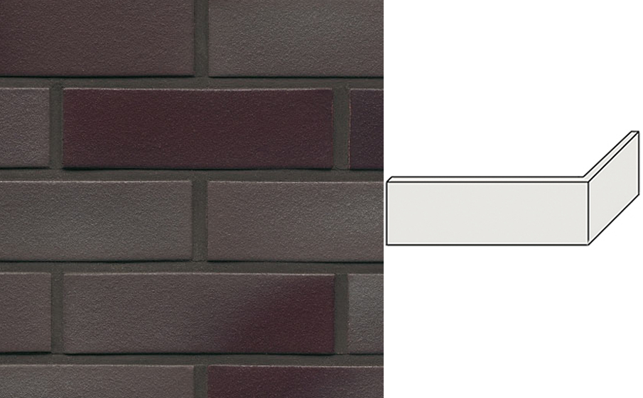 Клинкерная плитка угловая ручной формовки Feldhaus Klinker NF 14 W384  ferrum liso 240*71*115*14 мм
