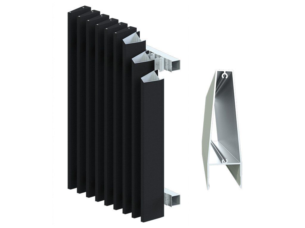 Фасадные ламели Doksal DLM-12, прямоугольные, RAL 9005, 78 мм