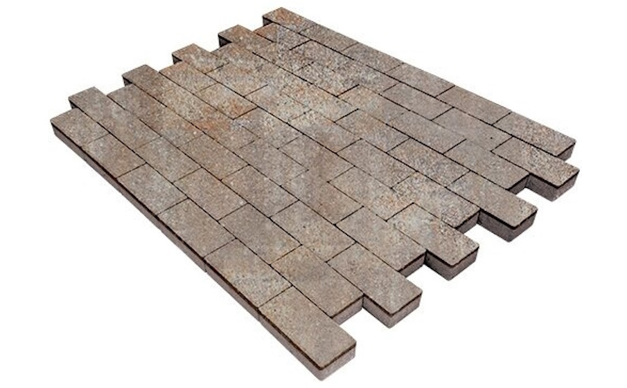 Плитка тротуарная SteinRus Прямоугольник В.6.П.8 Native, ColorMix Берилл, 200*100*80 мм