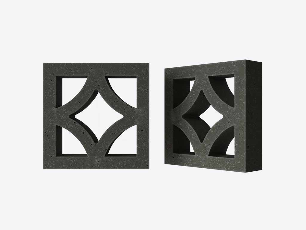 Декоративный бриз-блок Mesterra Кобого / Cobogo 0301, черный, 250*250 мм
