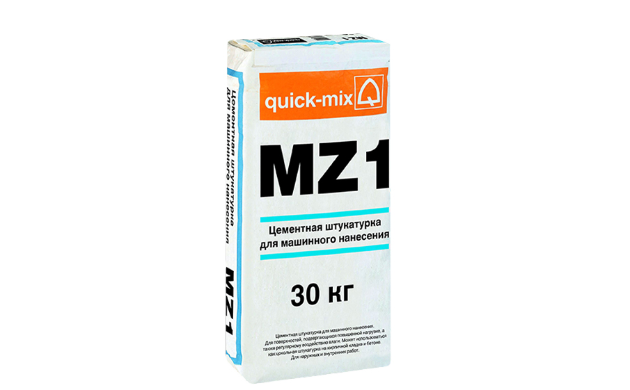 Цементная штукатурка для машинного нанесения quick-mix MZ 1 h (гидрофобная), 30 кг