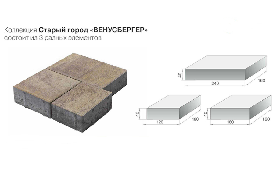 Плитка тротуарная BRAER Старый город Венусбергер Color Mix Степь