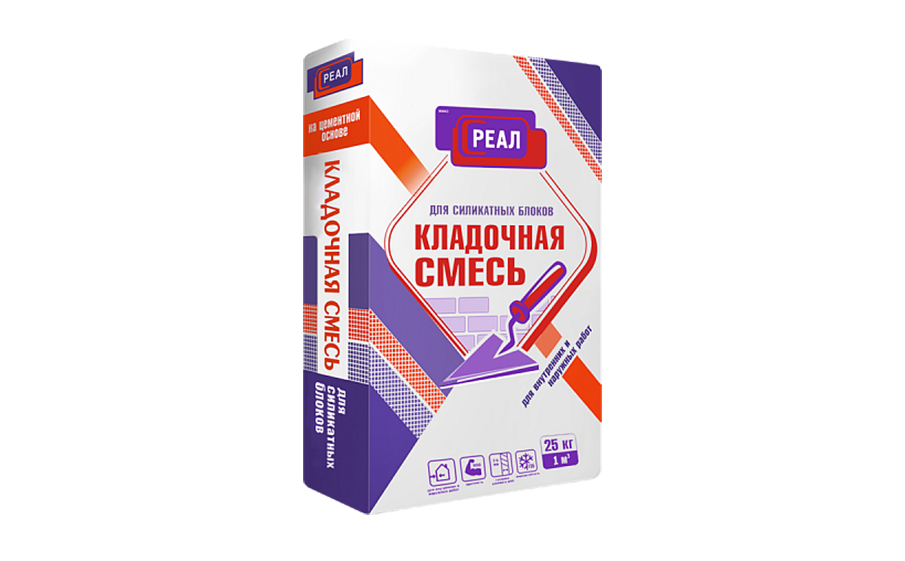 Кладочная смесь для силикатных блоков РЕАЛ, 25 кг