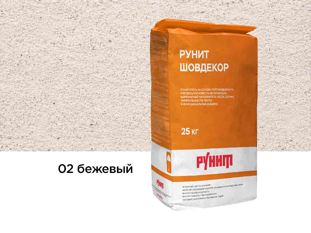 Сухая затирочная смесь Рунит Шовдекор, бежевый 25 кг