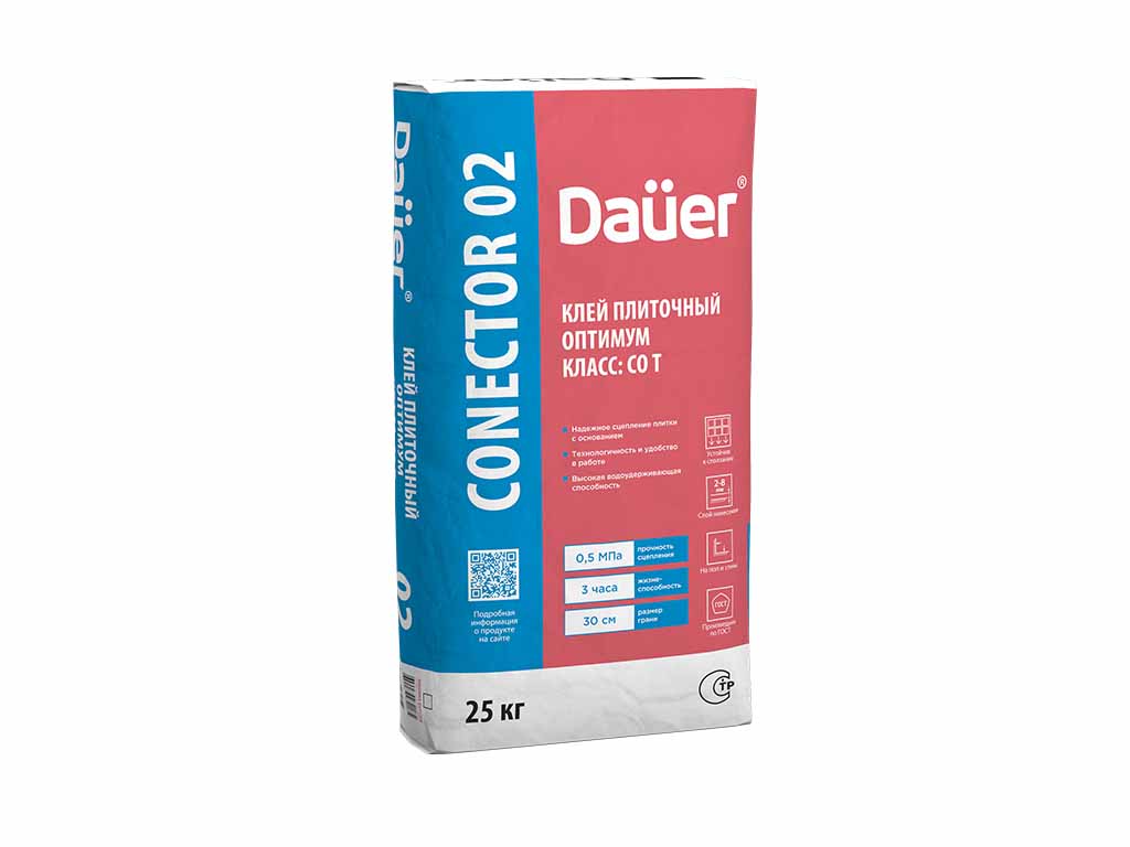 Плиточный клей Dauer Оптимум, CONECTOR 02, 25 кг