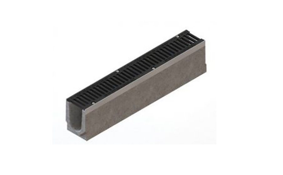 Лоток Standartpark BetoMax Drive DN100 с чугунной щелевой решеткой, D400, 1000*160*230 мм