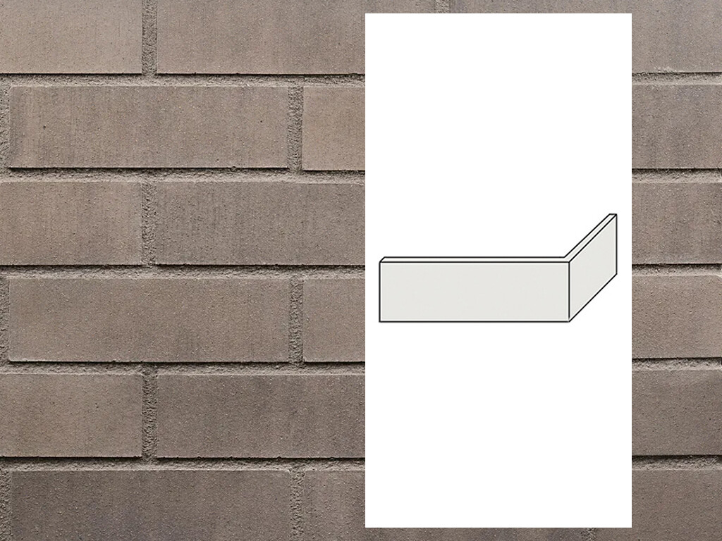 Клинкерная плитка угловая King Klinker Old Castle Snow brick HF71, 240*71*115*14 мм