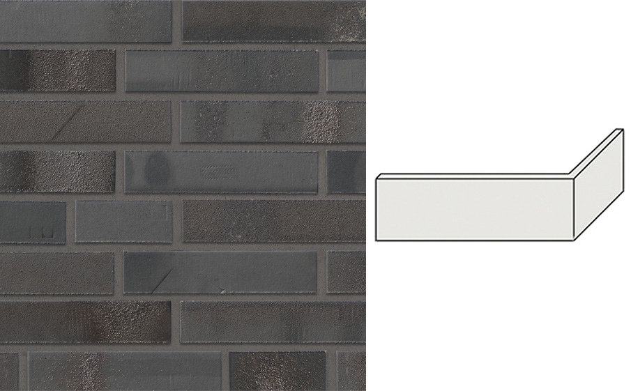 Клинкерная плитка угловая Stroeher Brickwerk, 650 eisenschwarz, 240*115*71*12 мм