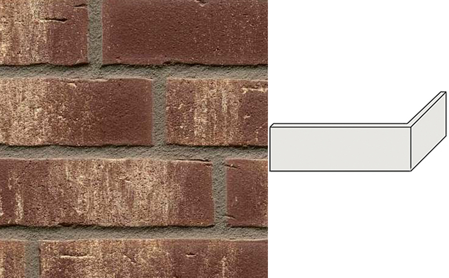 Клинкерная плитка угловая ручной формовки Feldhaus Klinker NF 14 W749 vascu geo rotado 240*71*115*14 мм