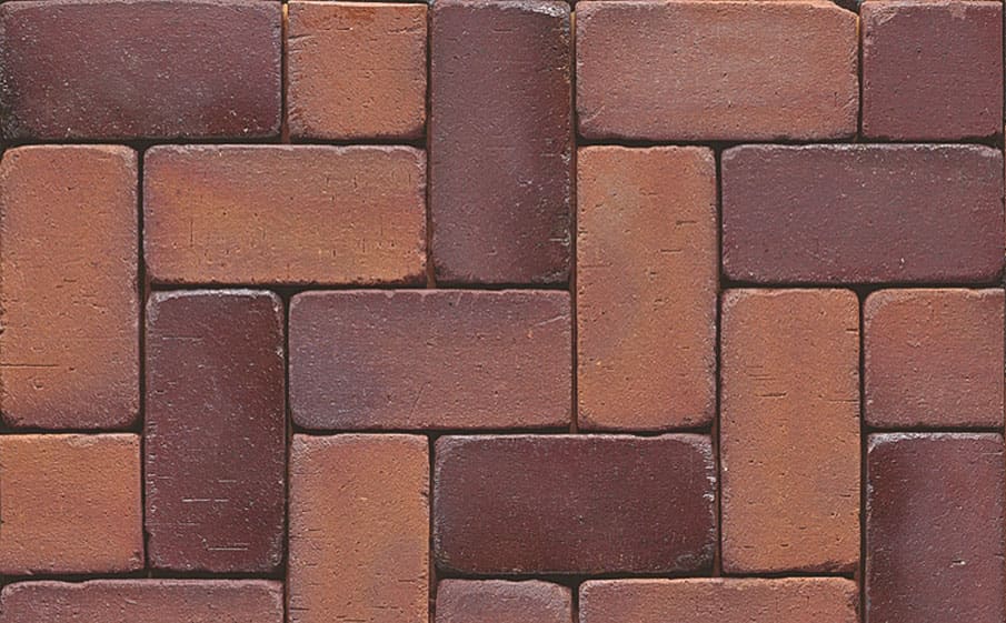 Тротуарная клинкерная брусчатка Muhr №04SG Rotbraun-bunt Spezial gerumpelt, 200*100*40 мм
