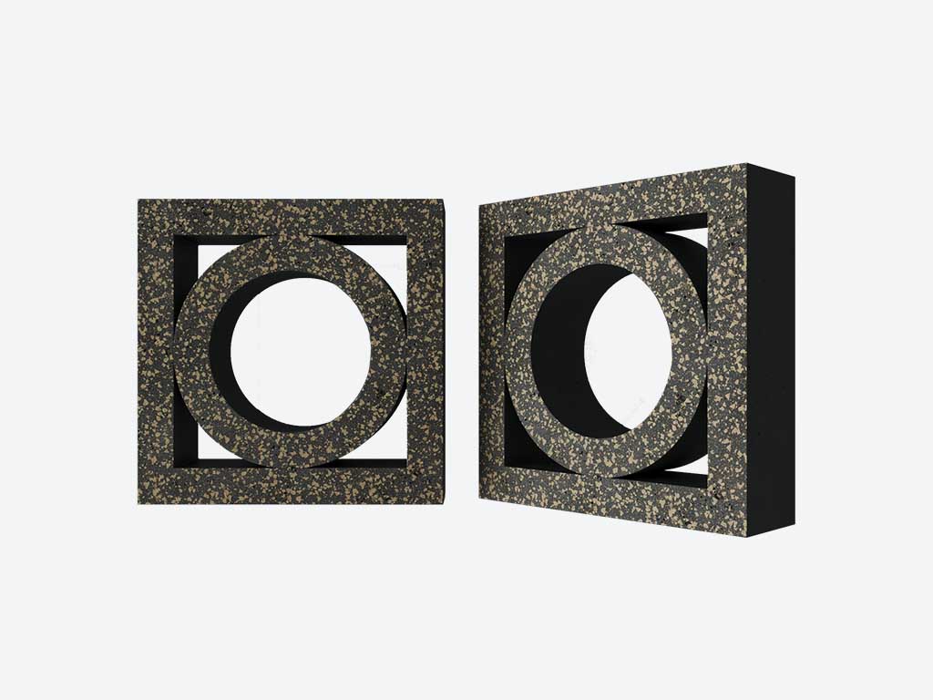 Декоративный бриз-блок Mesterra Кобого / Cobogo 0101, черный LUX, 250*250*90 мм