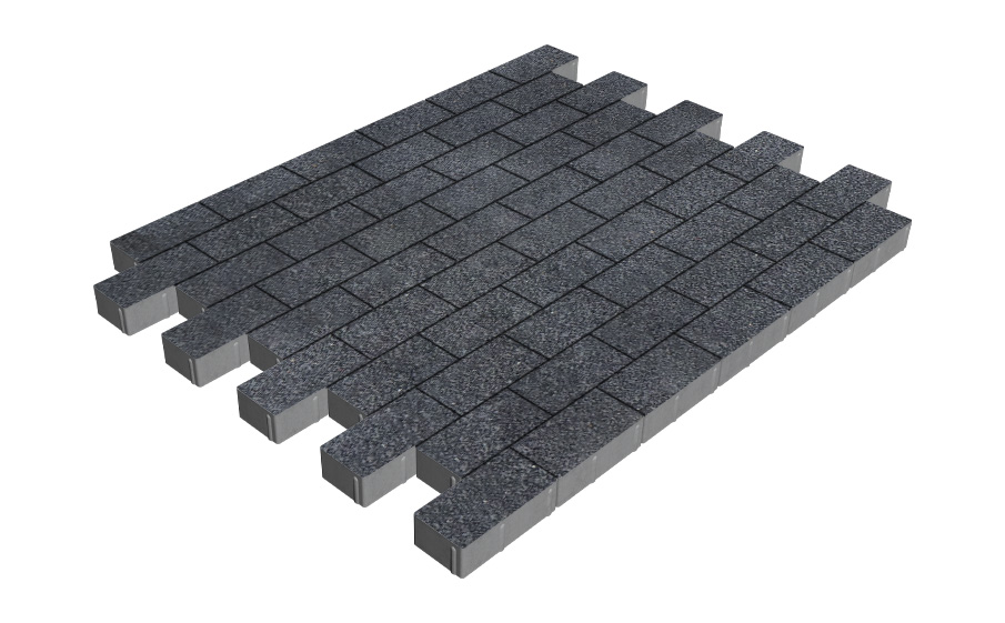 Плитка тротуарная SteinRus Прямоугольник Б.6.П.6 Backwash Неро, 200*100*60 мм