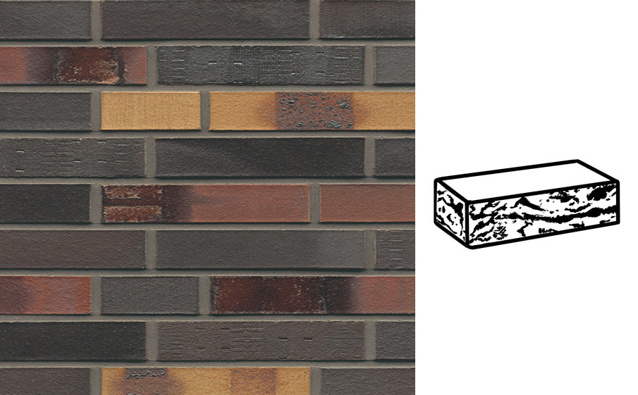 Кирпич клинкерный Muhr 40 Kobalt Spezial geflammt готик, 290*90*52 мм