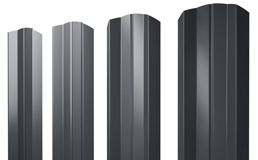 Штакетник М-образный А фигурный Drap TX RAL 7024 мокрый асфальт