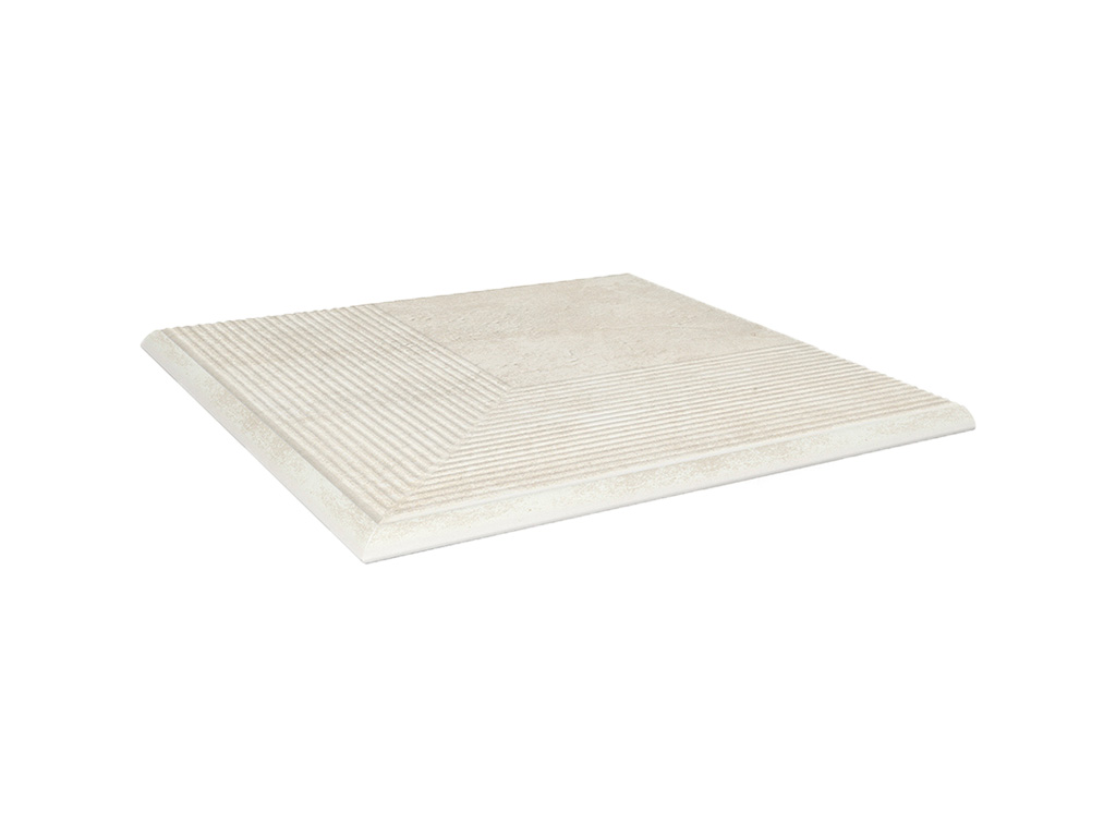 Клинкерная угловая ступень с насечками Paradyz Scandiano, Beige, 300*300*11 мм