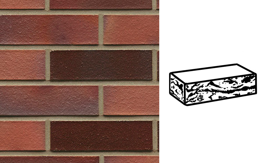 Кирпич клинкерный облицовочный пустотелый Muhr 04EG Rotbraun-bunt Edelglanz готик, 250*120*65 мм