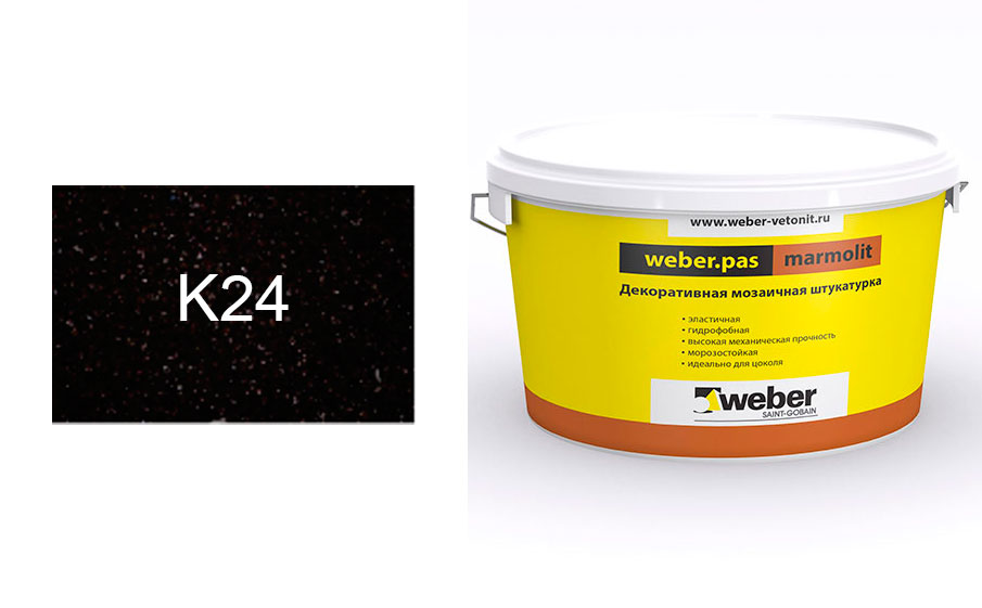 Декоративная мозаичная штукатурка weber.pas marmolit k24, 25 кг