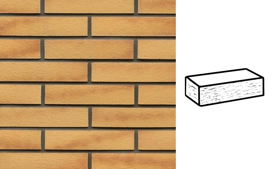 Кирпич клинкерный Muhr 02 Gelb Bunt рустик, 240*115*52 мм