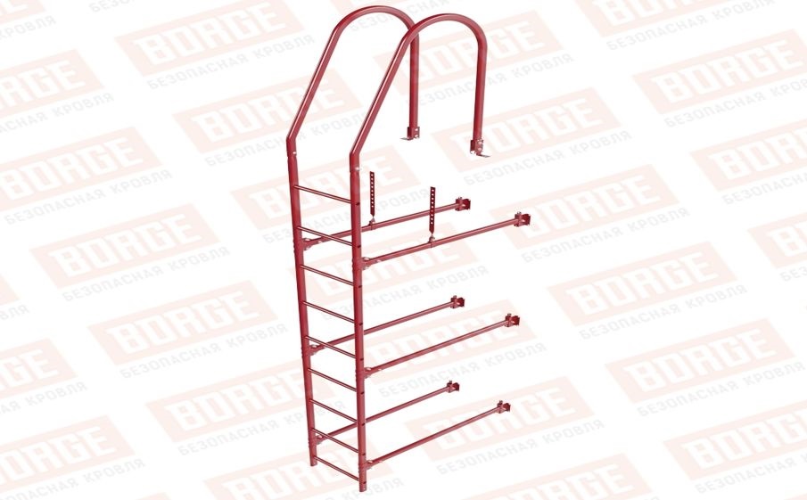 Лестница фасадная Borge (верхняя секция) оцинкованная RAL 3003, 2,7 м