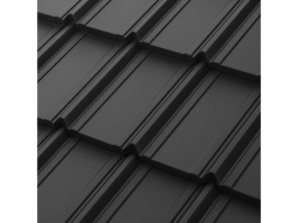 Модульная металлочерепица Aquasystem Берген PU RoofTop Кашемир RAL 9005, 1165*415 мм