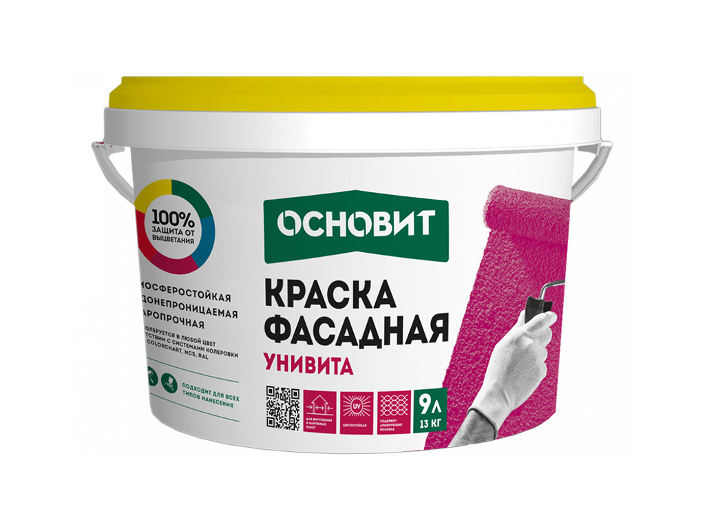 Фасадная акриловая краска Основит УНИВИТА САс91 прозрачная база, 13 кг