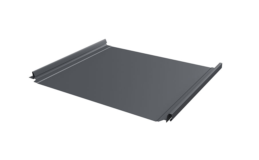Фальцевая кровля Grand Line Кликфальц® Pro с пленкой на замках Grand Line GreenCoat Pural BT Matt RAL 7024 мокрый асфальт