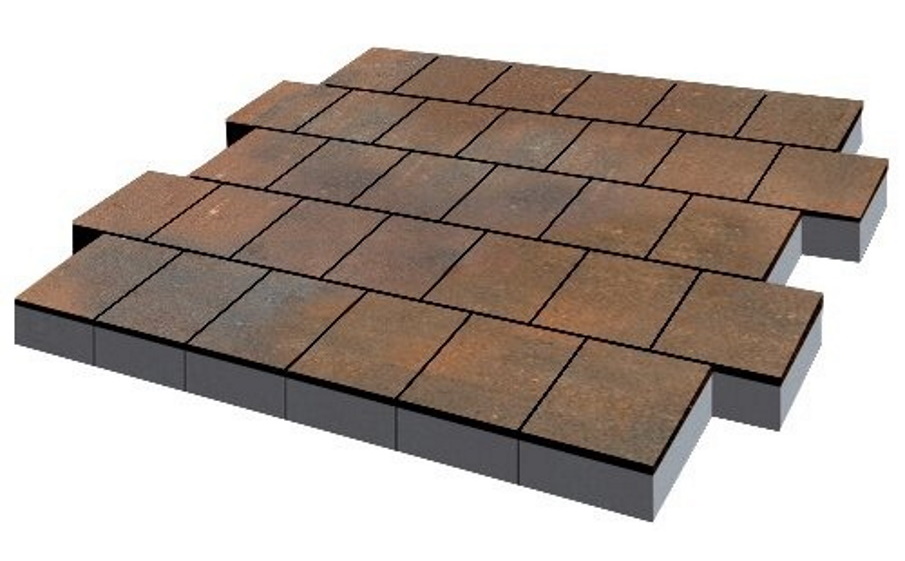 Плитка тротуарная SteinRus, Valencia Б.3.К.8, гладкая, ColorMix Штайнрус, 300*300*80 мм