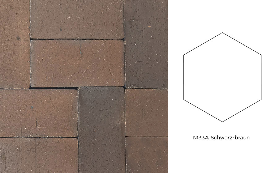 Клинкерная брусчатка Muhr №33A Schwarz-braun, гексагон 200*52 мм
