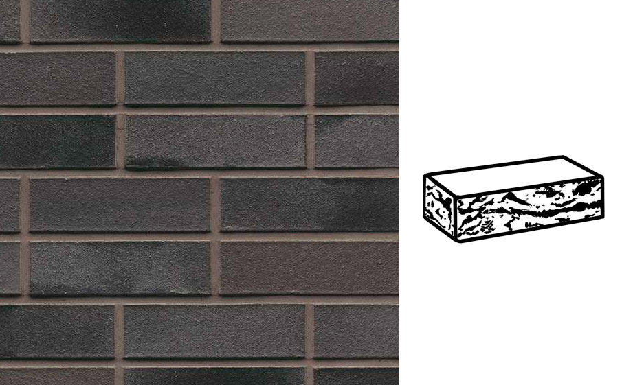 Кирпич клинкерный облицовочный 7-щелевой Muhr 15 Schwarz-bunt Edelglanz готик, 250*120*65 мм