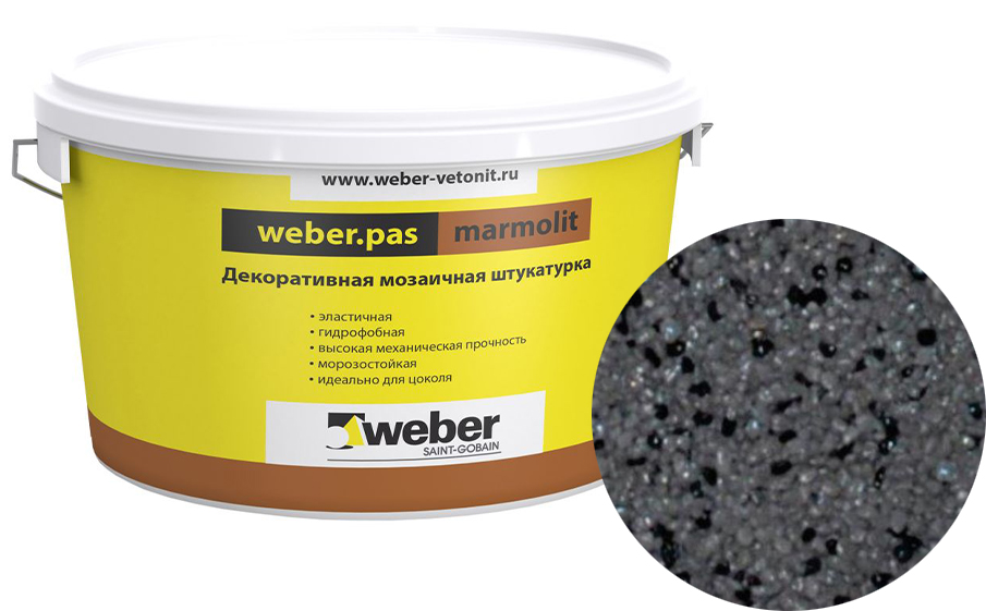 Декоративная мозаичная штукатурка weber.pas marmolit, k5, 25 кг