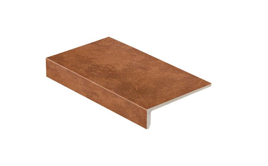Клинкерная ступень прямоугольная Stroeher Keraplatte Roccia 841 rosso, 240х175х52х10 мм