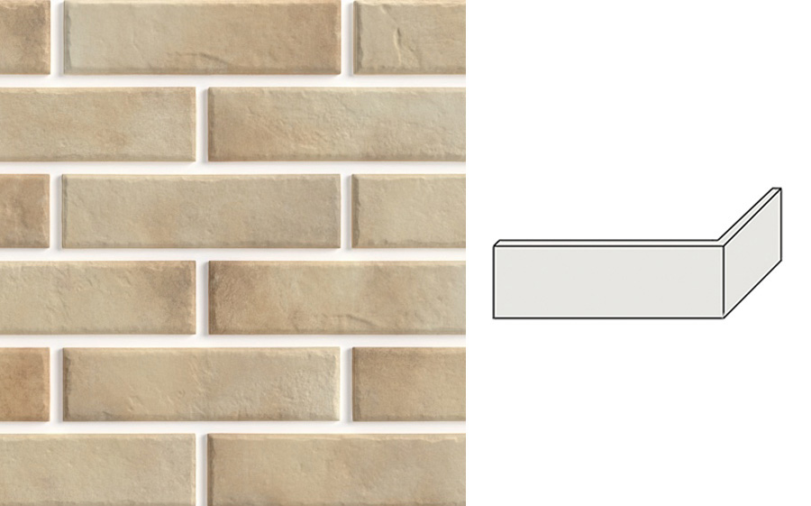 Термопанель угловая на пенополистироле (ППС) с клинкерной плиткой BestPoint Retro Brick Salt 115/236*456*40 мм