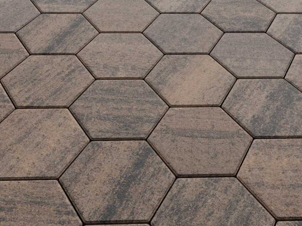 Плитка тротуарная Соты Б.3.Ш.8 листопад гладкий песок черный, 115*115*115*115*115*115*80 мм