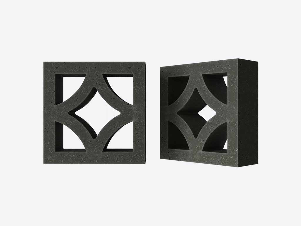 Декоративный бриз-блок Mesterra Кобого / Cobogo 0301, черный, 250*250*90 мм