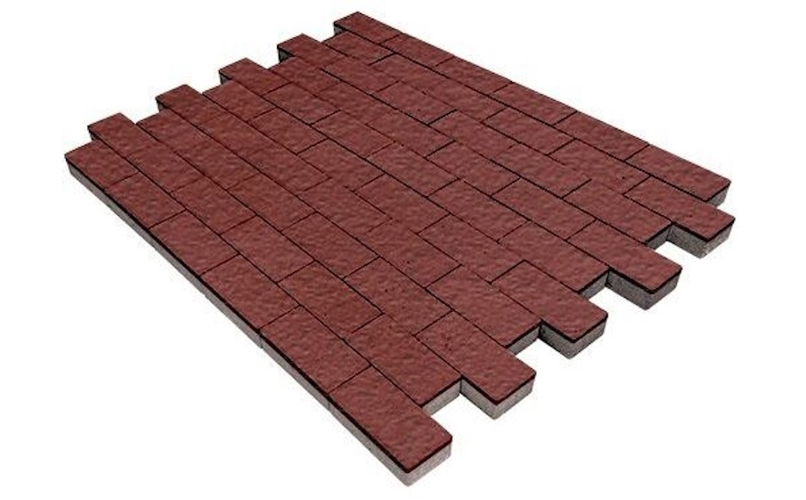 Плитка тротуарная SteinRus Прямоугольник А.6.П.4, Old-age, красный, 200*100*40 мм