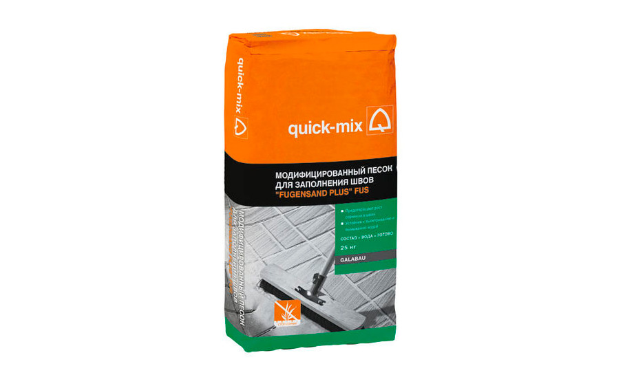 Модифицированный песок quick-mix «FUGENSAND PLUS» для заполнения швов, светло-серый, 25 кг