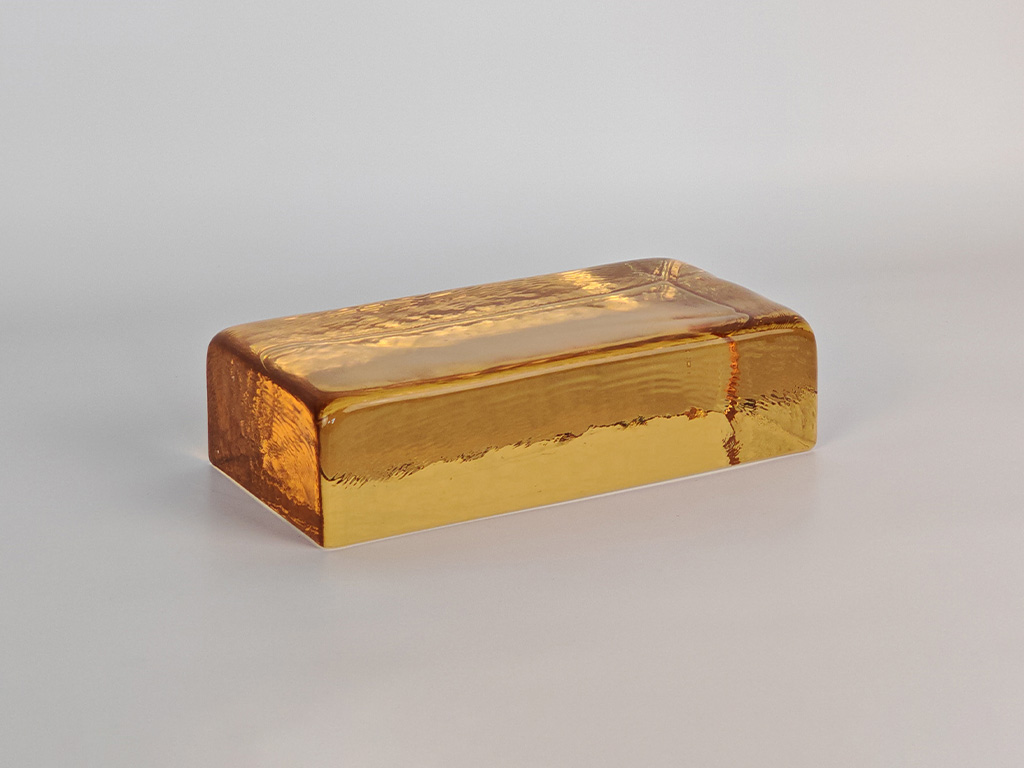 Стеклянный кирпич Gold Yellow, 200*100*50 мм