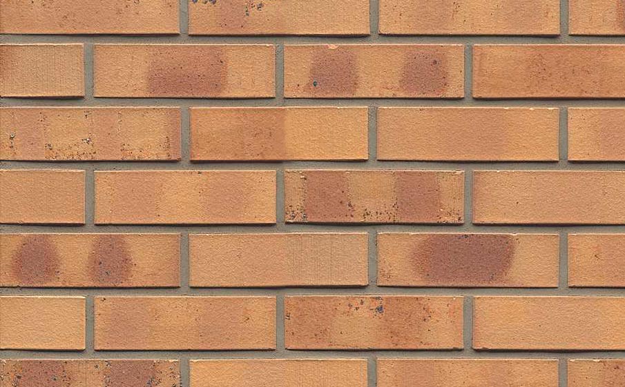 Кирпич клинкерный Muhr 06 K Hellbraun-bunt Kohle гладкий, 250*120*65 мм
