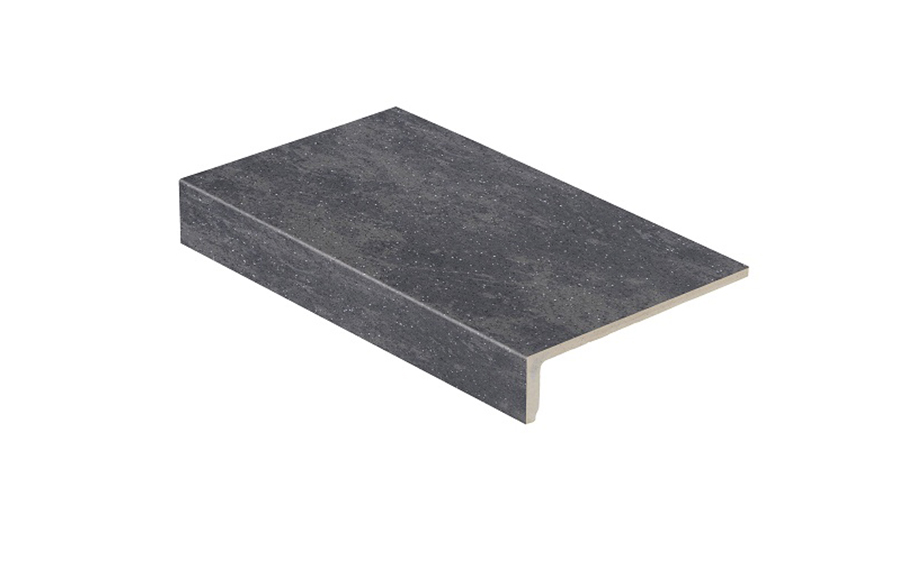 Клинкерная ступень прямоугольная Stroeher Keraplatte Roccia 845 nero, 240х175х52х10 мм