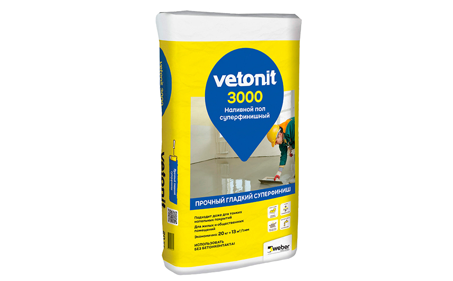 Финишный наливной пол weber.vetonit 3000, 20 кг