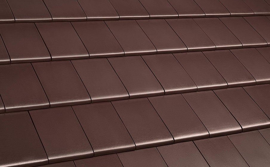 Керамическая черепица рядовая ERLUS Linea, Sinterbraun (коричневый классический ангоб)