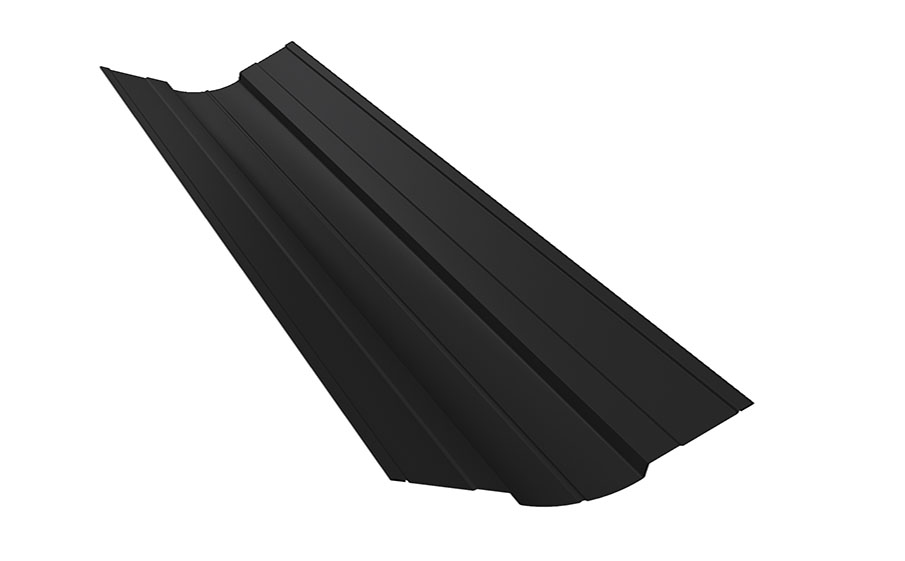 Планка ендовы верхней фигурной 70*70 мм Grand Line PurPro Matt RAL 9005, 2,5 м