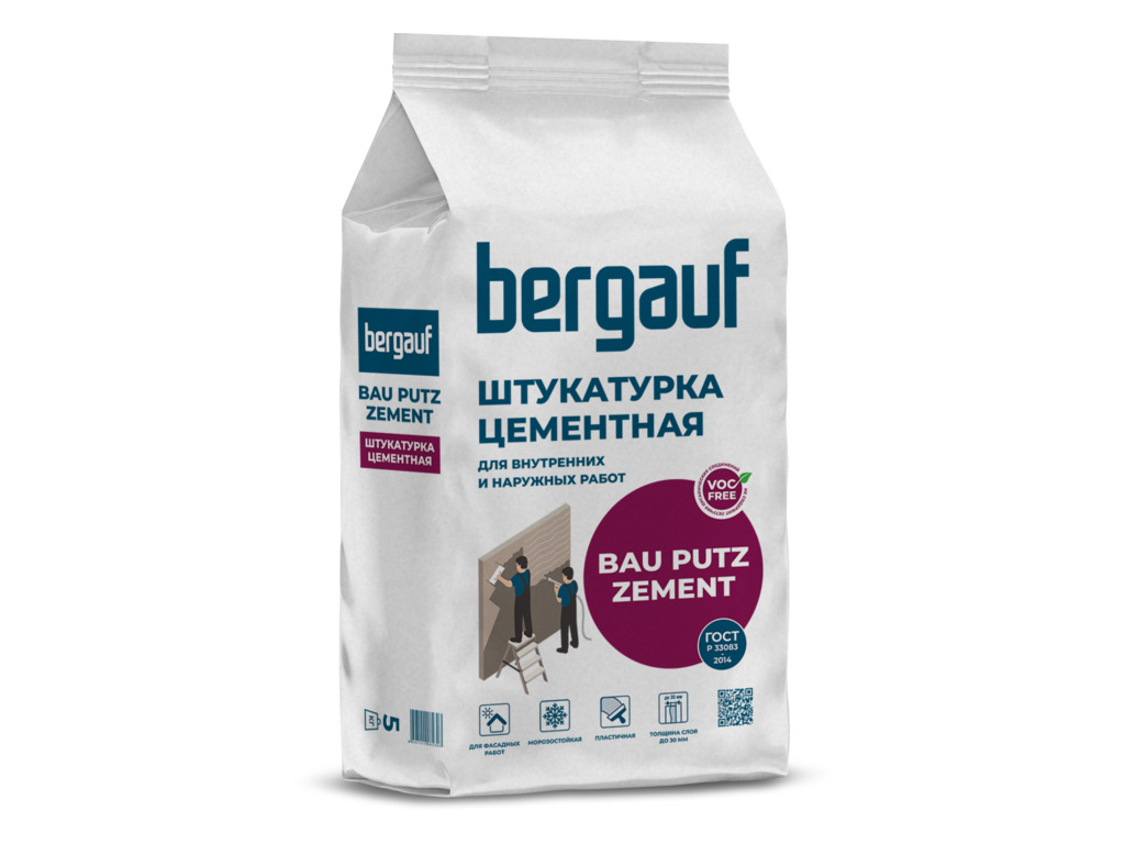 Штукатурка цементная Bergauf BAU PUTZ ZEMENT, 5 кг