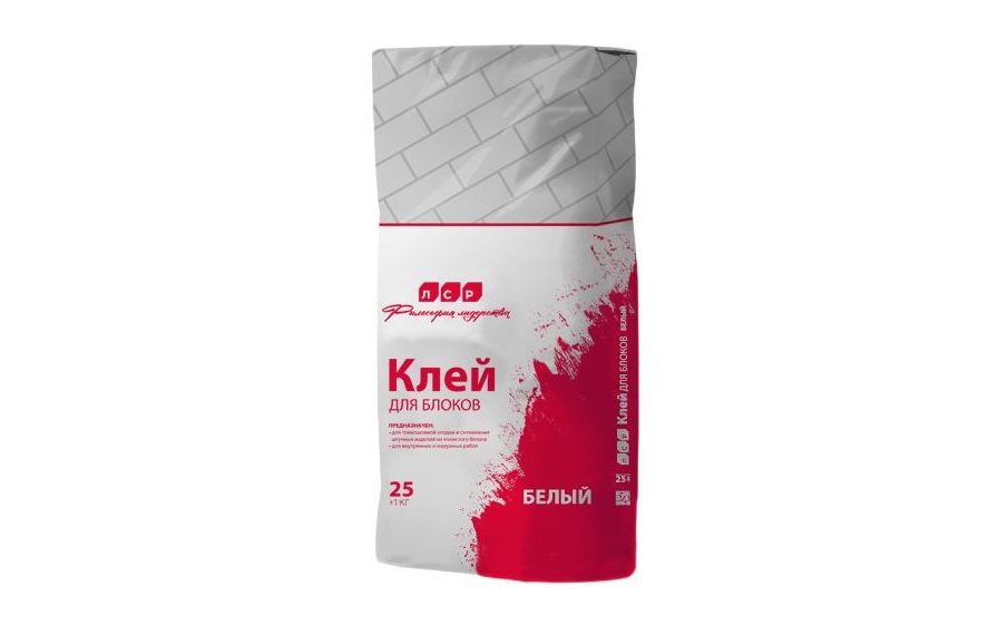 Клей для газобетонных блоков ЛСР зимний, белый, 25 кг
