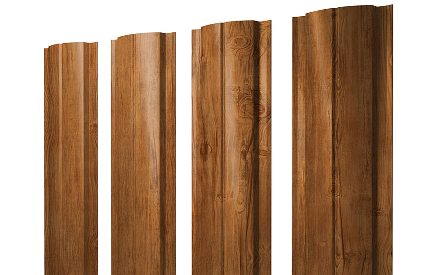 Штакетник Полукруглый Slim Print Premium Golden Wood